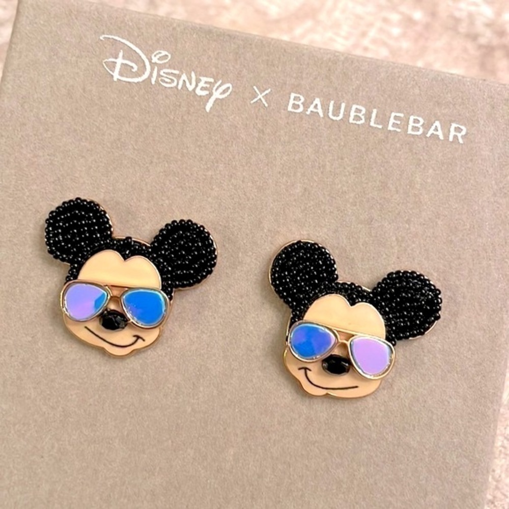 Brand New Disney X BaubleBar Mickey Mouse Sunglasses Beaded Post Earrings